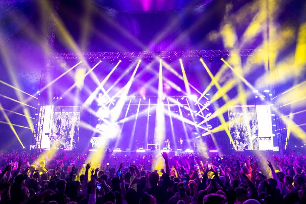 A crowd at an electronic music concert