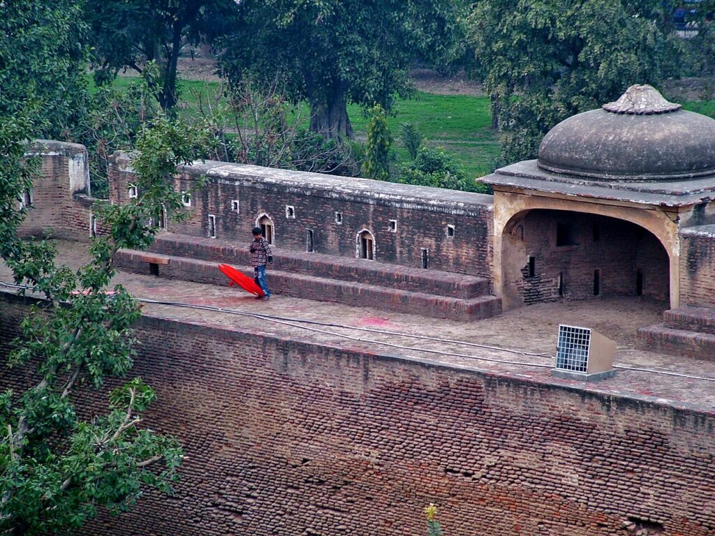 A child flying a kite at the Shahi Qila in Lahore, the city whose Basant sets the scene for Hasan Raheem's Rangeen