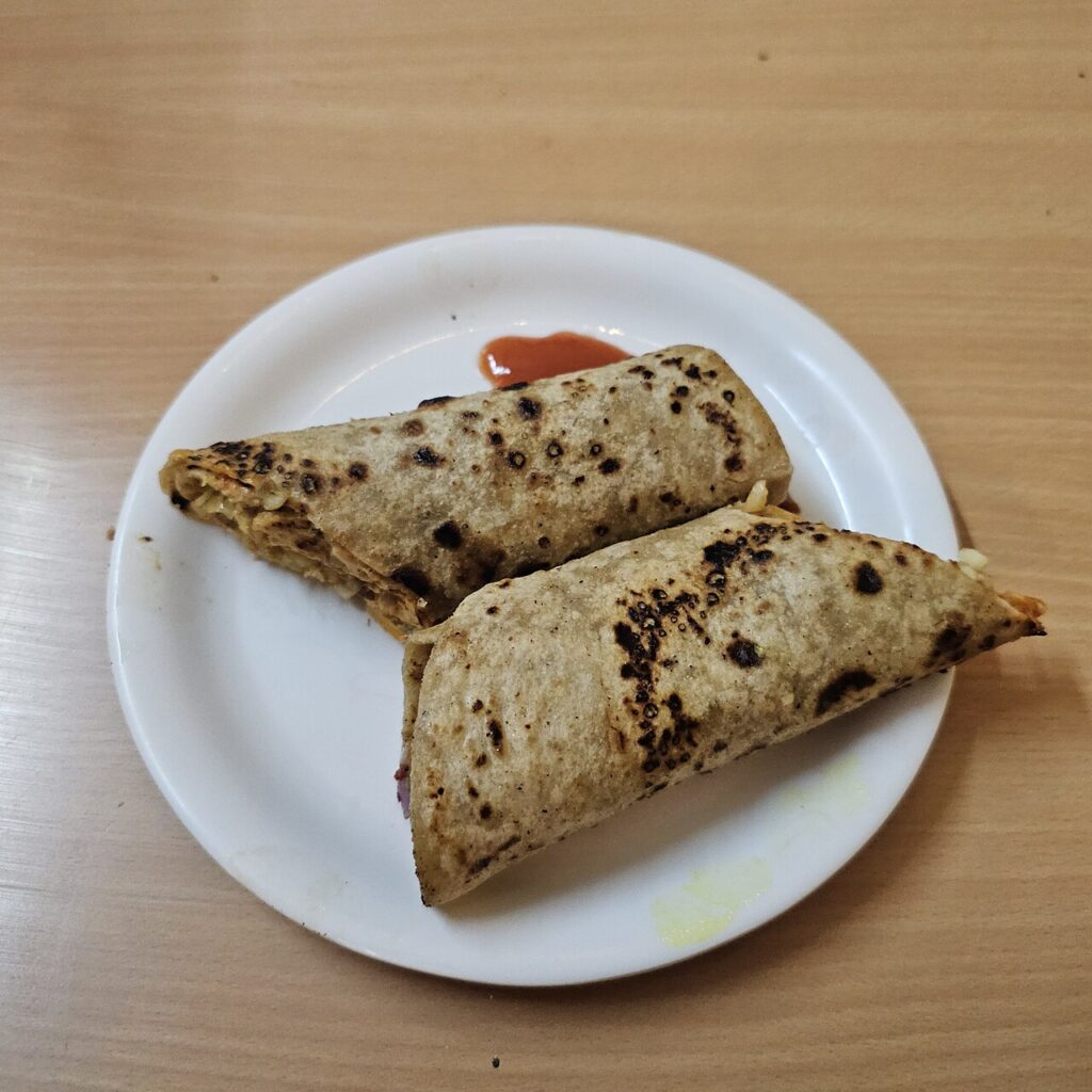 Paratha rolls on a plate