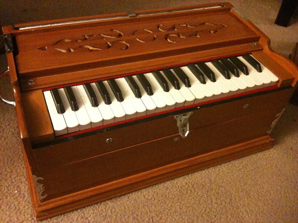 A Qawwali-style harmonium made in Lahore, Pakistan