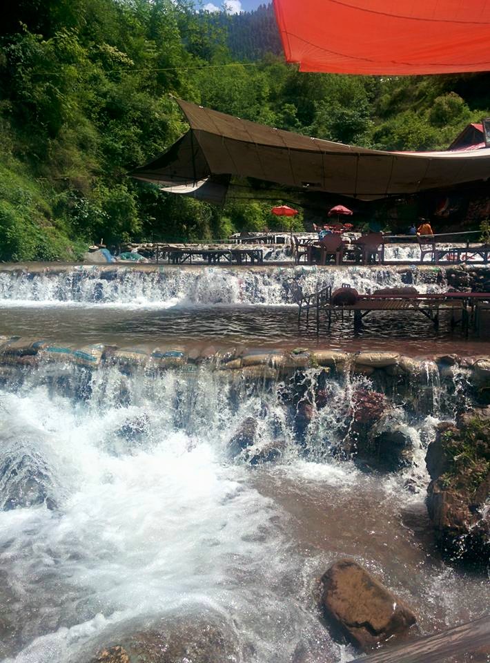 A waterfall restaurant at Kiwai